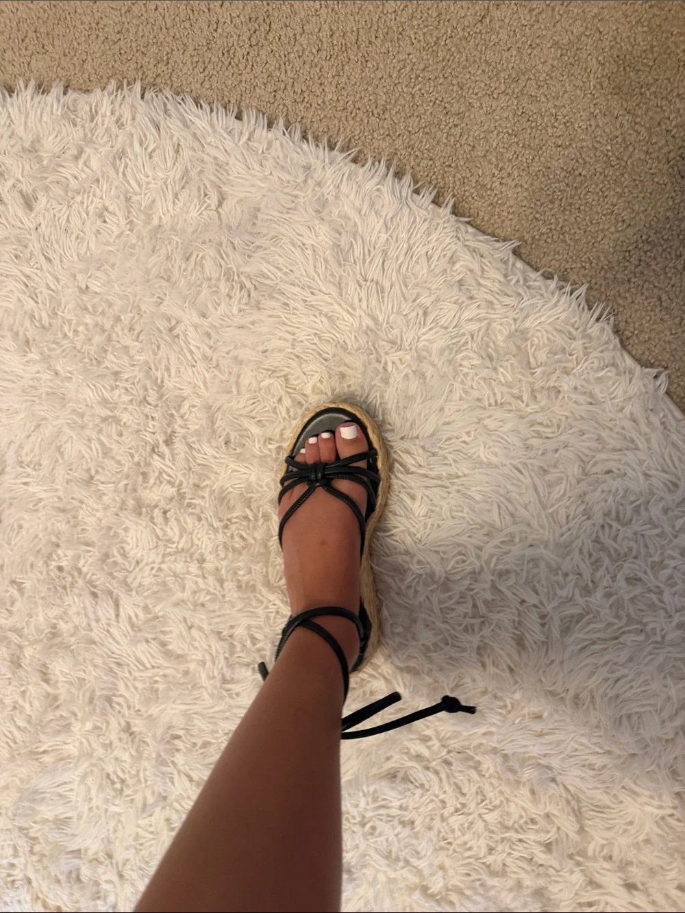 Seychelles Black Lace-Up Rope Platform Espadrilles